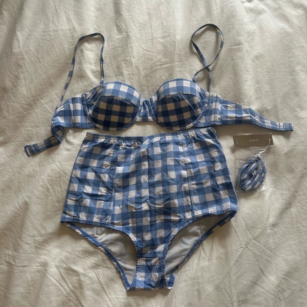 J. Crew Gingham Bikini Set (32C + XS)